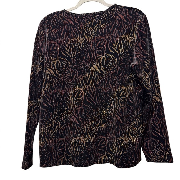 Elementz Metallic Glitter Jacket  Attached Velvet Cami Size XL Holiday Elegant - Picture 6 of 13